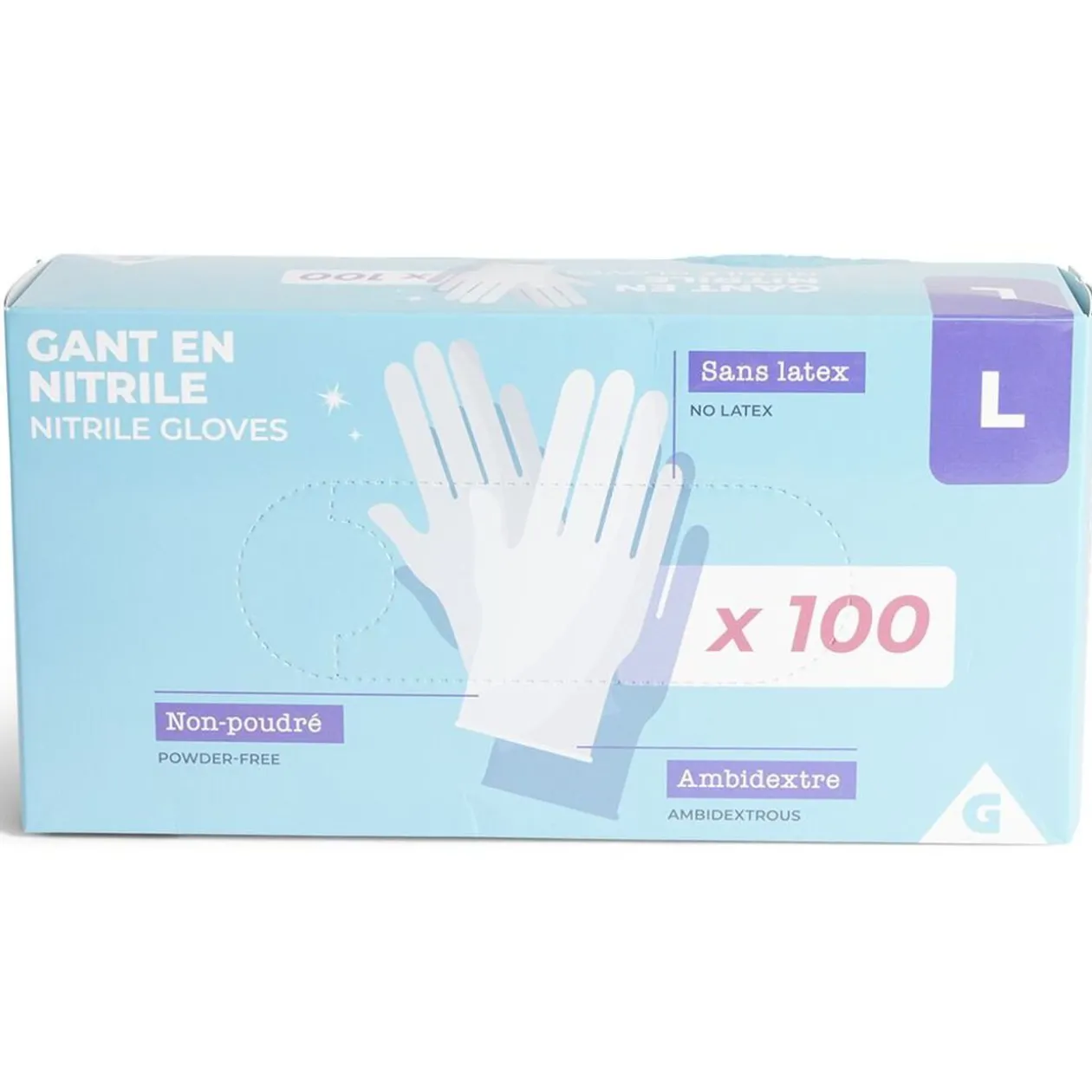 Gants en nitrile taille L x100 bleu