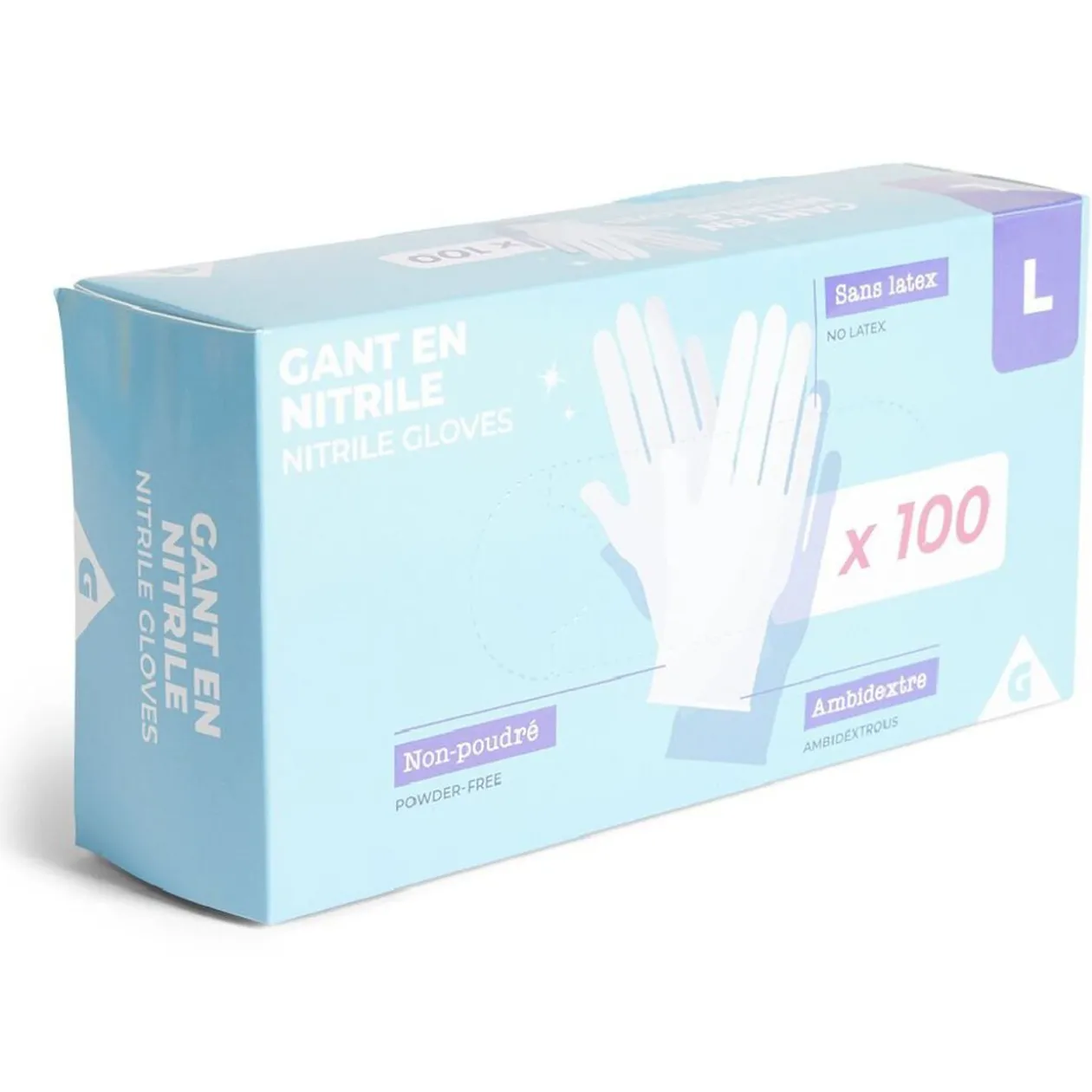 Gants en nitrile taille L x100 bleu