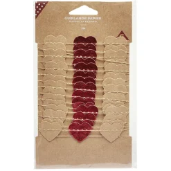 Guirlande papier forme coeur rouge et marron