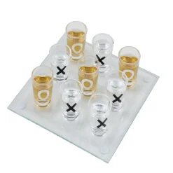Jeu de morpion à boire avec shooters et plateau en verre 20x20cm