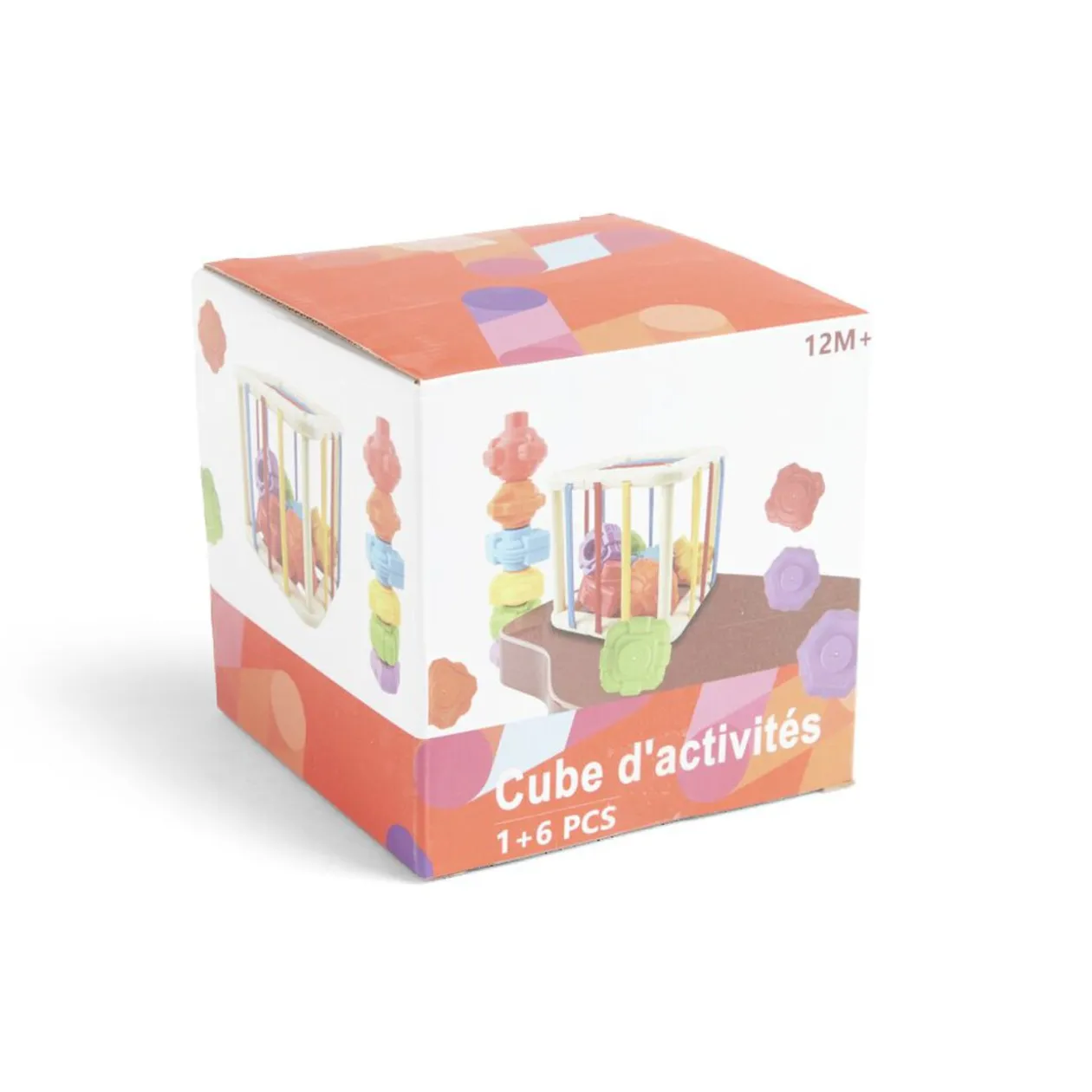 Jeu de motricité fine cube et formes 6 pièces 11x11x11cm