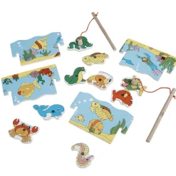 Jeu de pêche magnétique en bois animaux marins