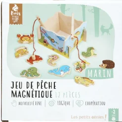 Jeu de pêche magnétique en bois animaux marins