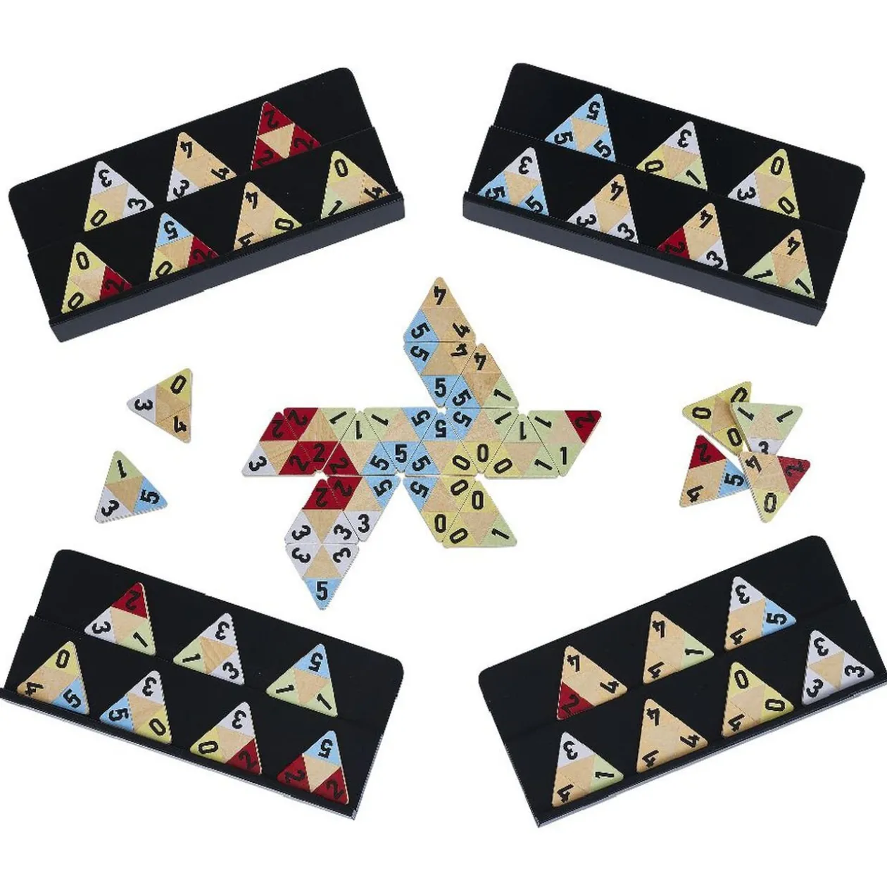 Jeu de société domino triangulaire en bois