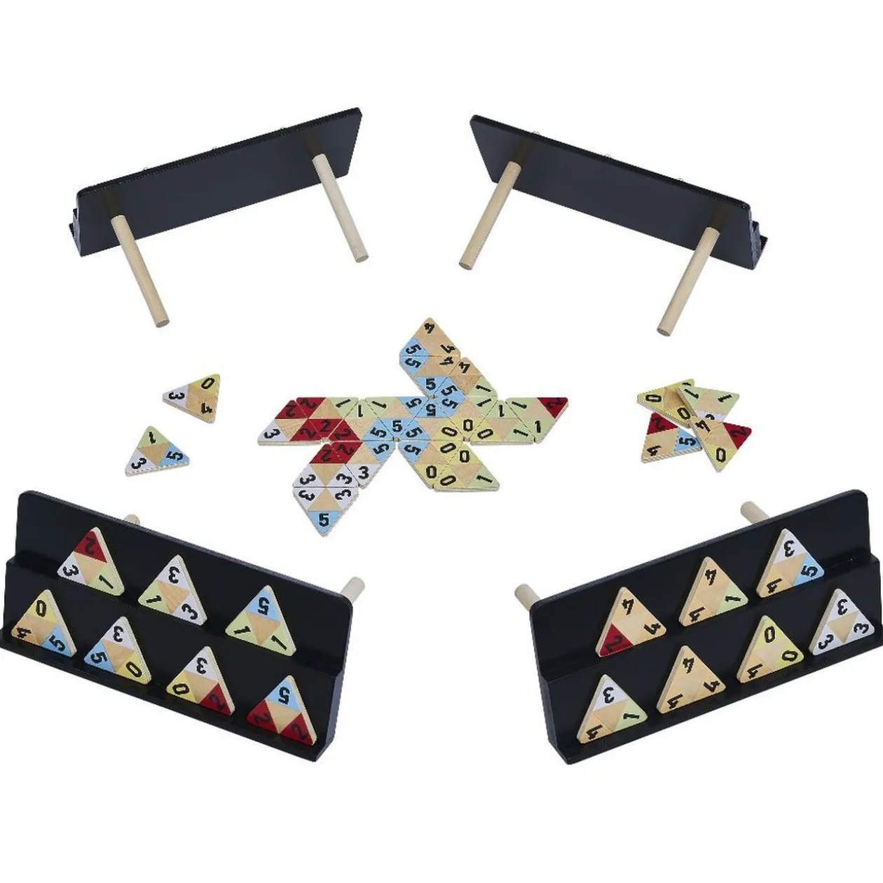Jeu de société domino triangulaire en bois
