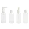 Kit 4 flacons de voyage + trousse en plastique transparent