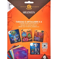 Kit créatif tableau déco Halloween en papier métallisé x4