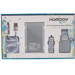 Kit de charge universel smartphone argenté