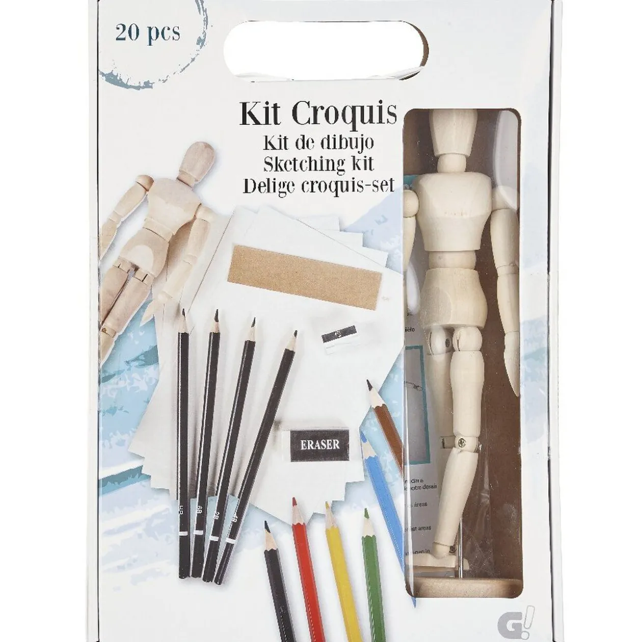 Kit de dessin croquis 20 pièces