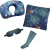 Kit de voyage 5 pièces imprimé tropical bleu vert