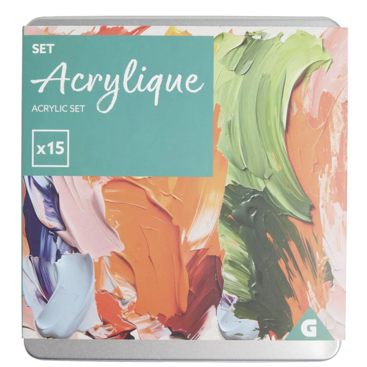 Kit tube de peinture acrylique 12x12ml avec 2 pinceaux et 1 crayon de bois