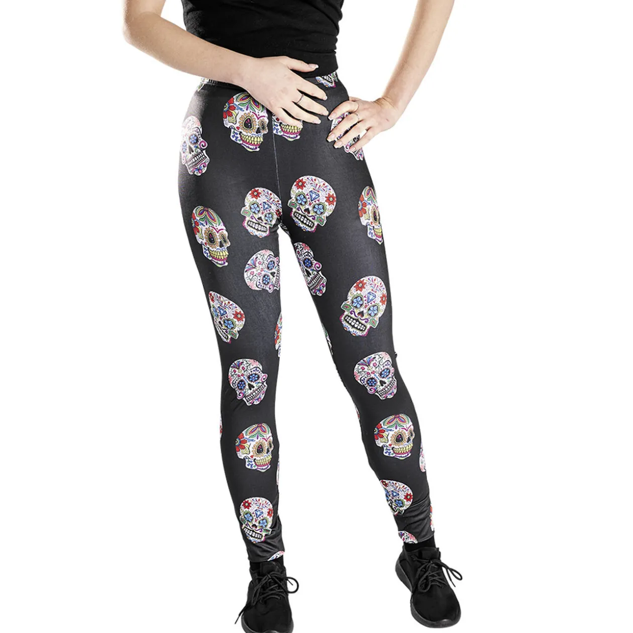 Legging tête de mort mexicaine - adulte TU