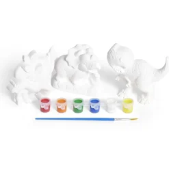 Lot 3 figurines à peindre thème dinosaure - peinture et pinceau inclus