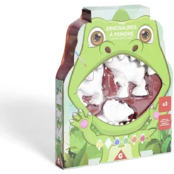 Lot 3 figurines à peindre thème dinosaure - peinture et pinceau inclus