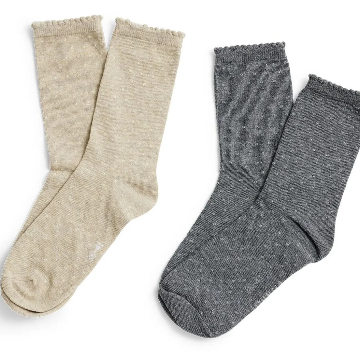 Lot 2 paires de chaussettes femme fils métallisés - Beige