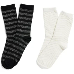Lot 2 paires de chaussettes femme fils métallisés - Beige