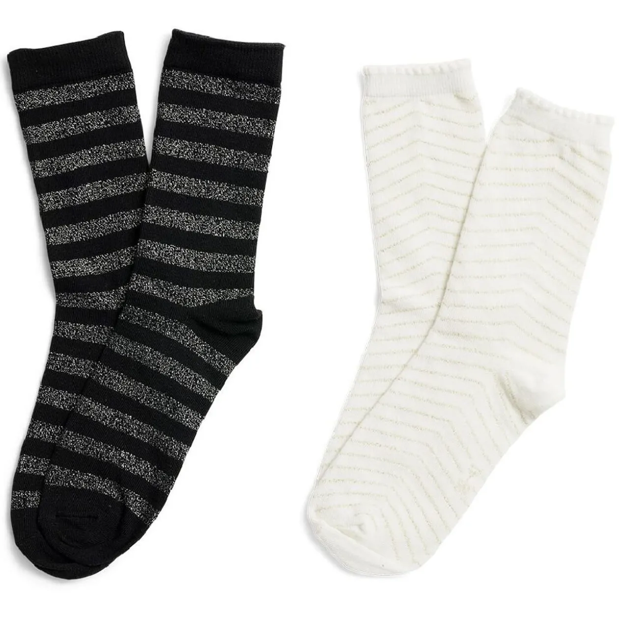 Lot 2 paires de chaussettes femme fils métallisés - Beige