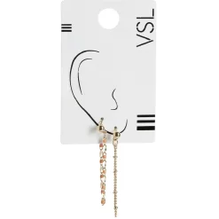 Lot de 2 bijoux d'oreilles chaîne avec clou métal doré