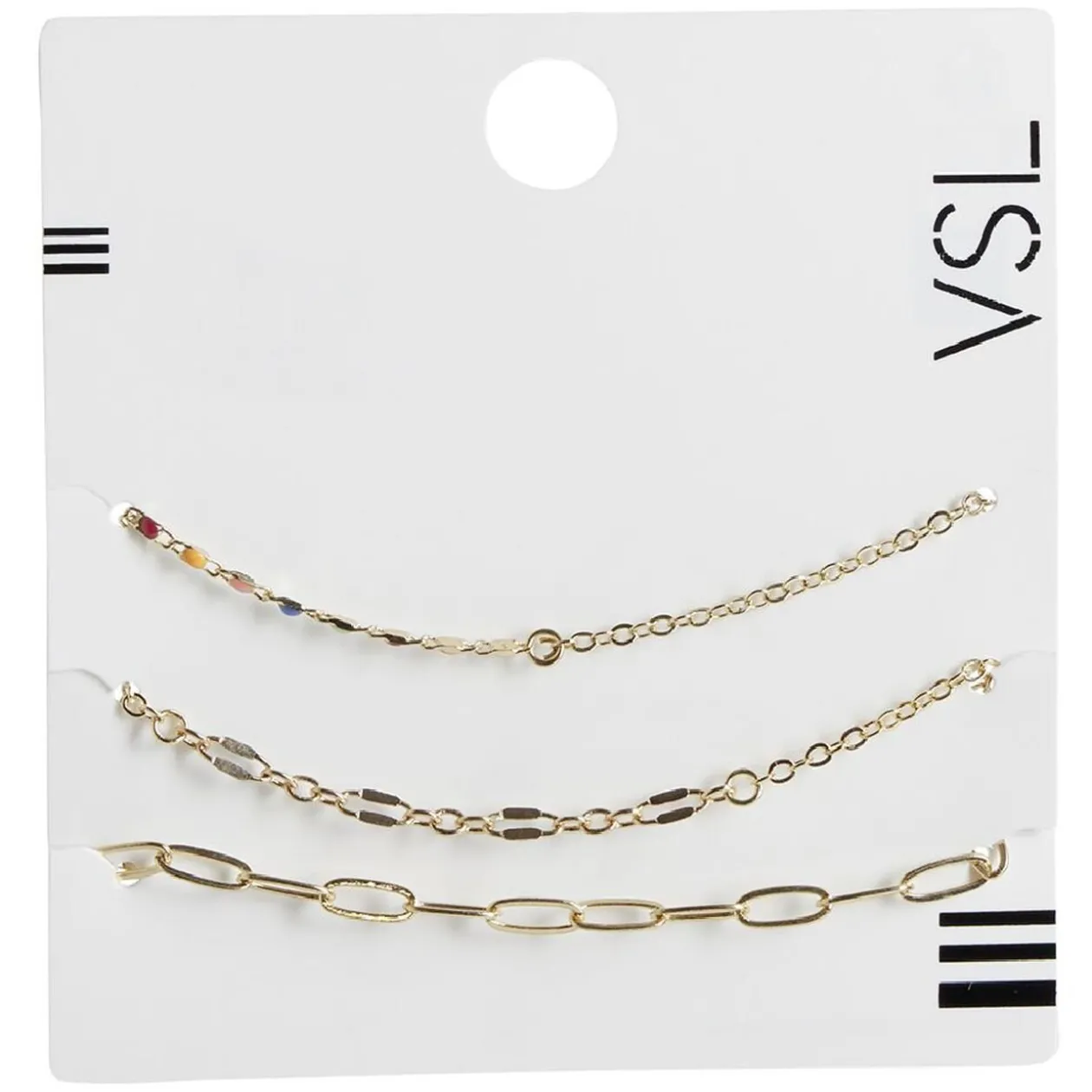 Lot de 3 bracelets chaîne style bohème doré et touche de couleur