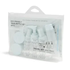 Lot de 6 flacons de voyage avec trousse plastique