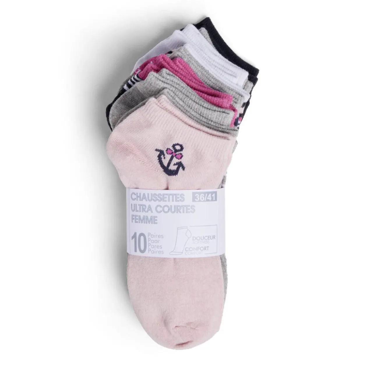 Lot de 10 paires de chaussettes pour femme T36/40 polycoton