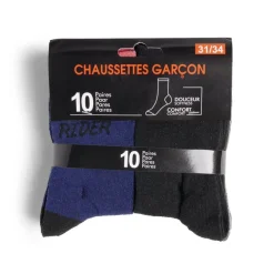 Lot de 10 paires de chaussettes pour enfant polycoton