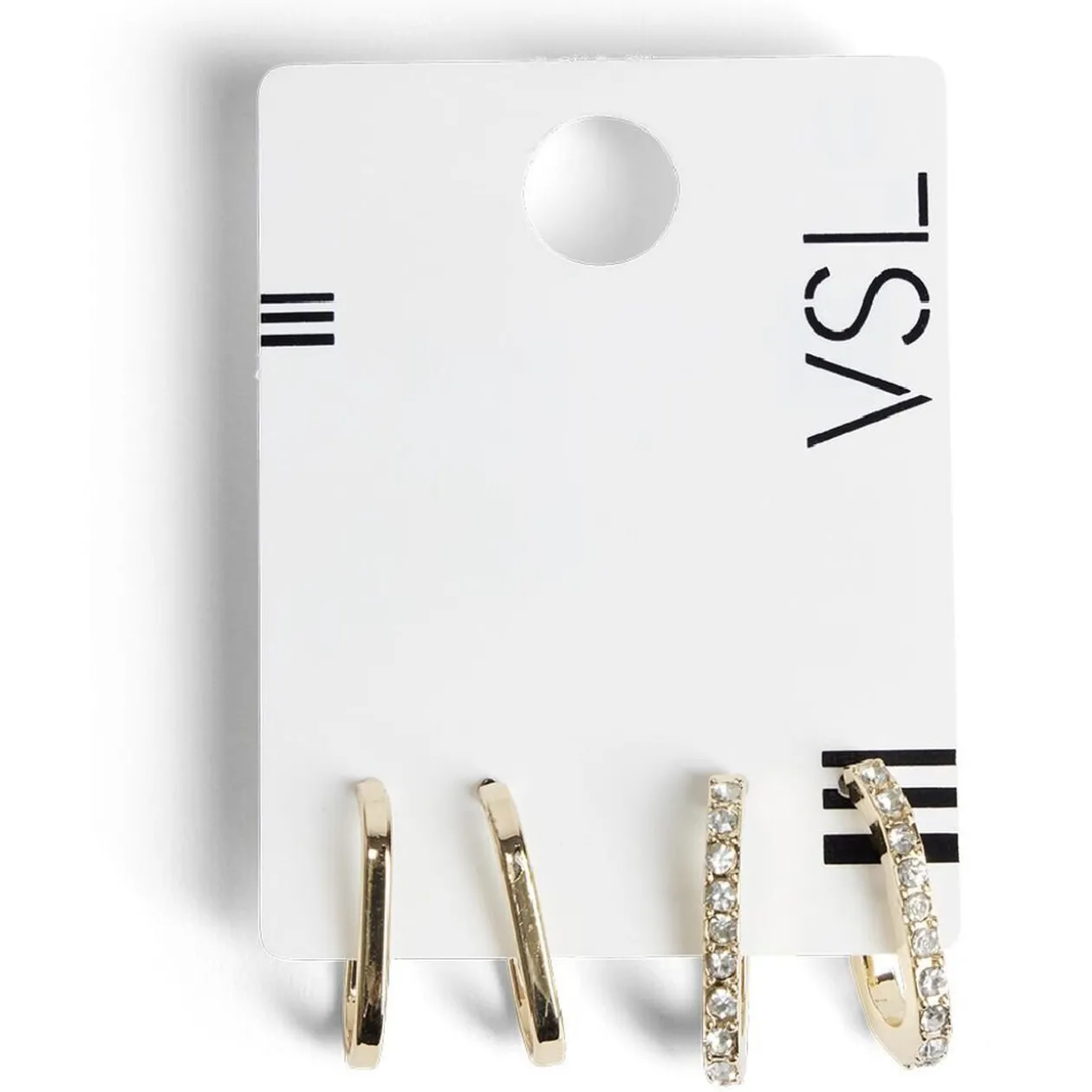 Lot de 2 paires de mini créoles métal doré avec strass