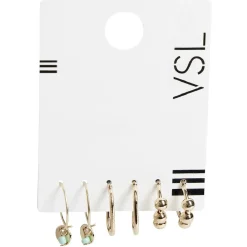 Lot de 3 paires de mini créoles métal doré design assorti