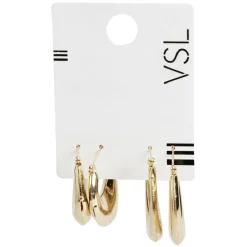 Lot de 2 paires de mini créoles épaisses en métal doré