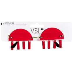Lunettes fantaisies adulte demi-cercle rouge avec cils pendants