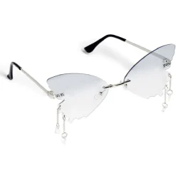 Lunettes fantaisies adulte papillon bleu et rose avec pendentif