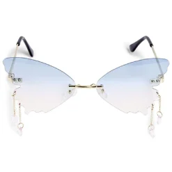 Lunettes fantaisies adulte papillon bleu et rose avec pendentif