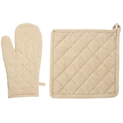 Manique et gant de cuisine beige