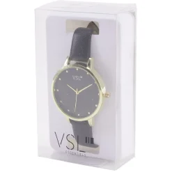 Montre à cadran doré bracelet noir