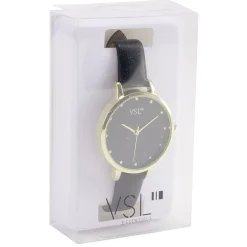 Montre à cadran doré bracelet noir