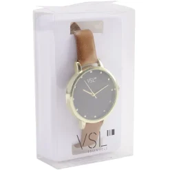 Montre à cadran doré bracelet camel