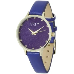 Montre bracelet simili bleu à cadran rond