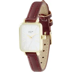 Montre carré doré simili rouge bordeaux