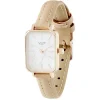 Montre carré rose doré simili beige