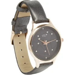 Montre noire et dorée avec strass