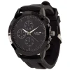 Montre ronde bracelet silicone noir
