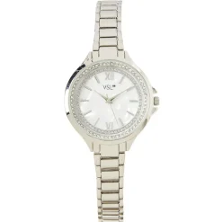 Montre ronde métal argenté déco strass