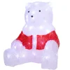 Ours lumineux assis blanc et rouge à poser 60 LED