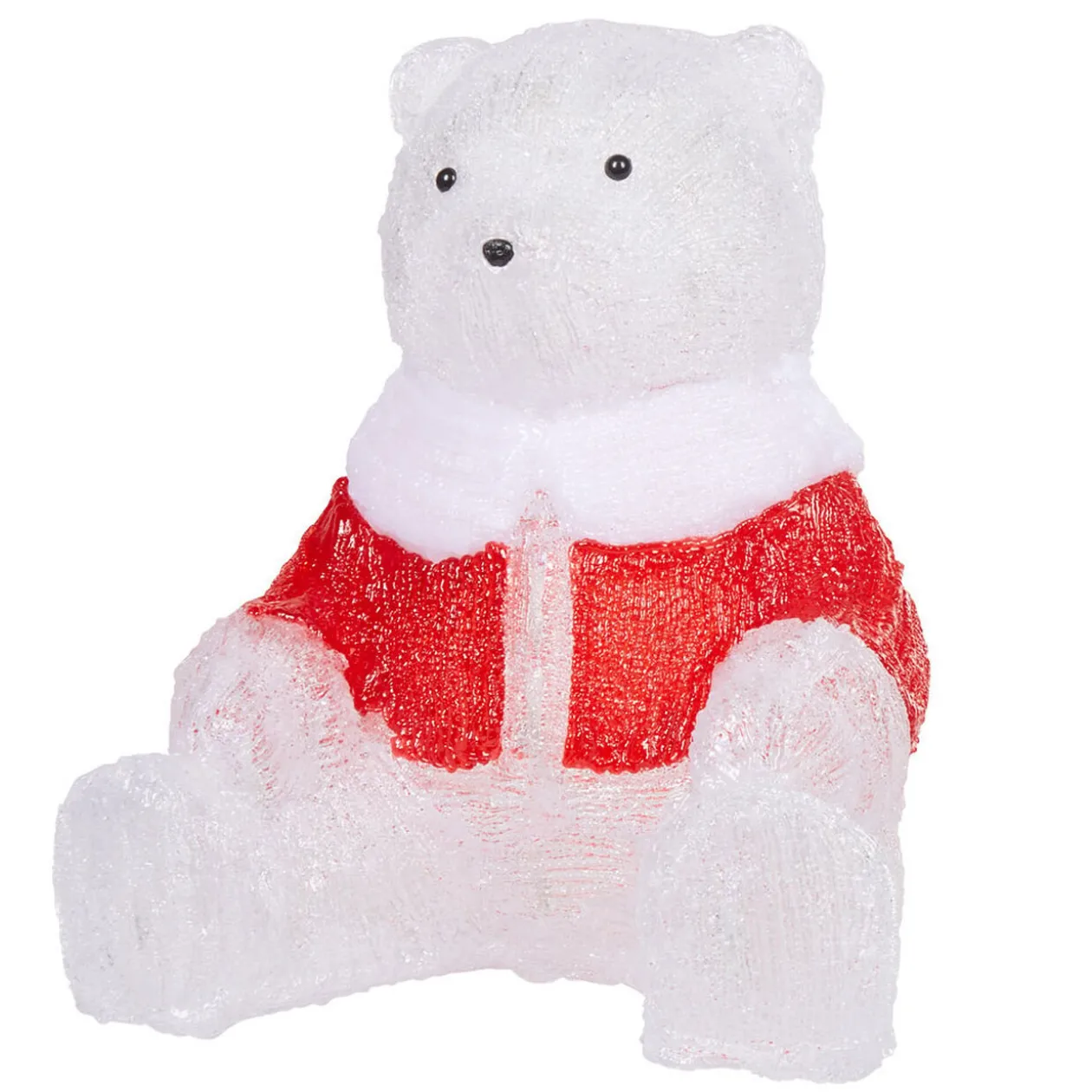 Ours lumineux assis blanc et rouge à poser 60 LED