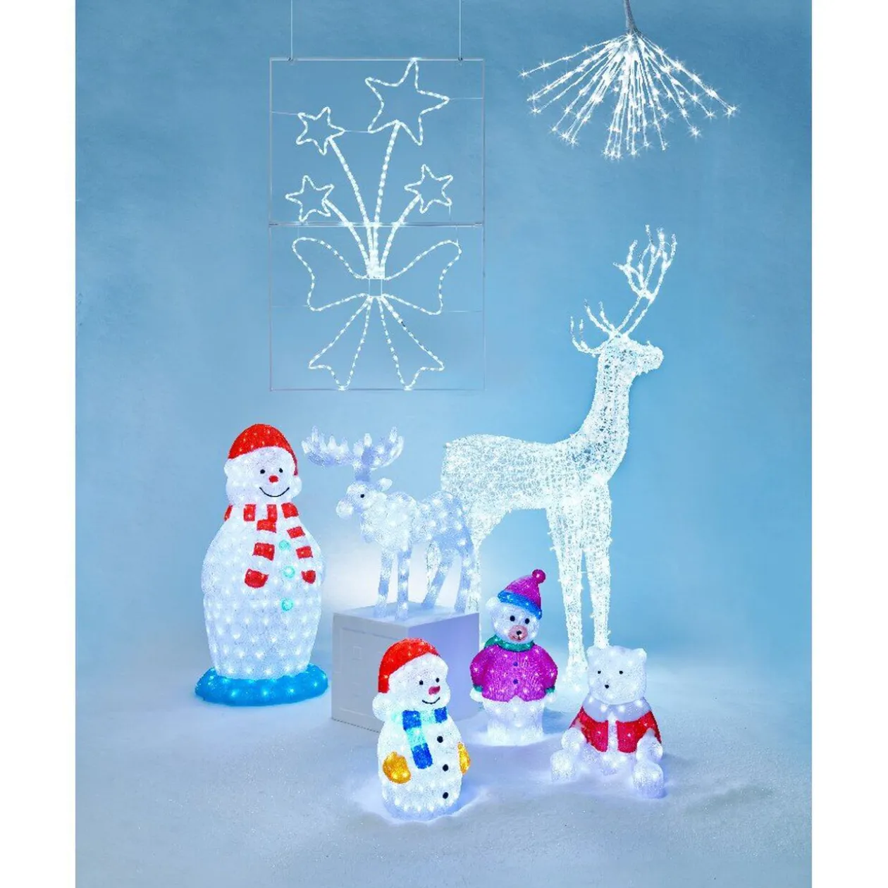 Ours lumineux assis blanc et rouge à poser 60 LED