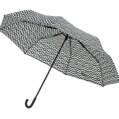 Parapluie canne imprimé zigzag blanc et noir