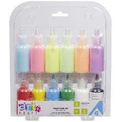 Peinture acrylique 3D mate et néon x 12