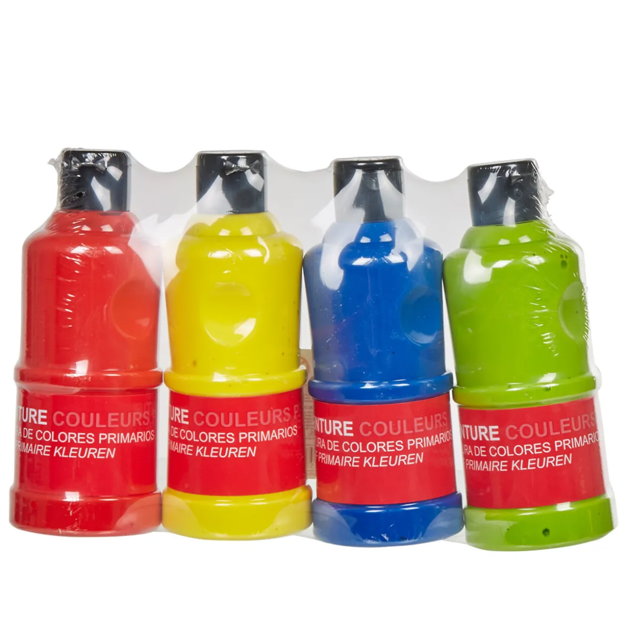 Peinture rouge bleu vert et jaune