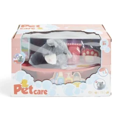 Peluche animal avec baignoire et accessoires