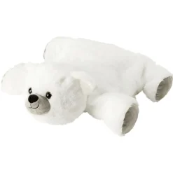 Peluche coussin ours polaire blanc allongé sur le ventre 40 cm